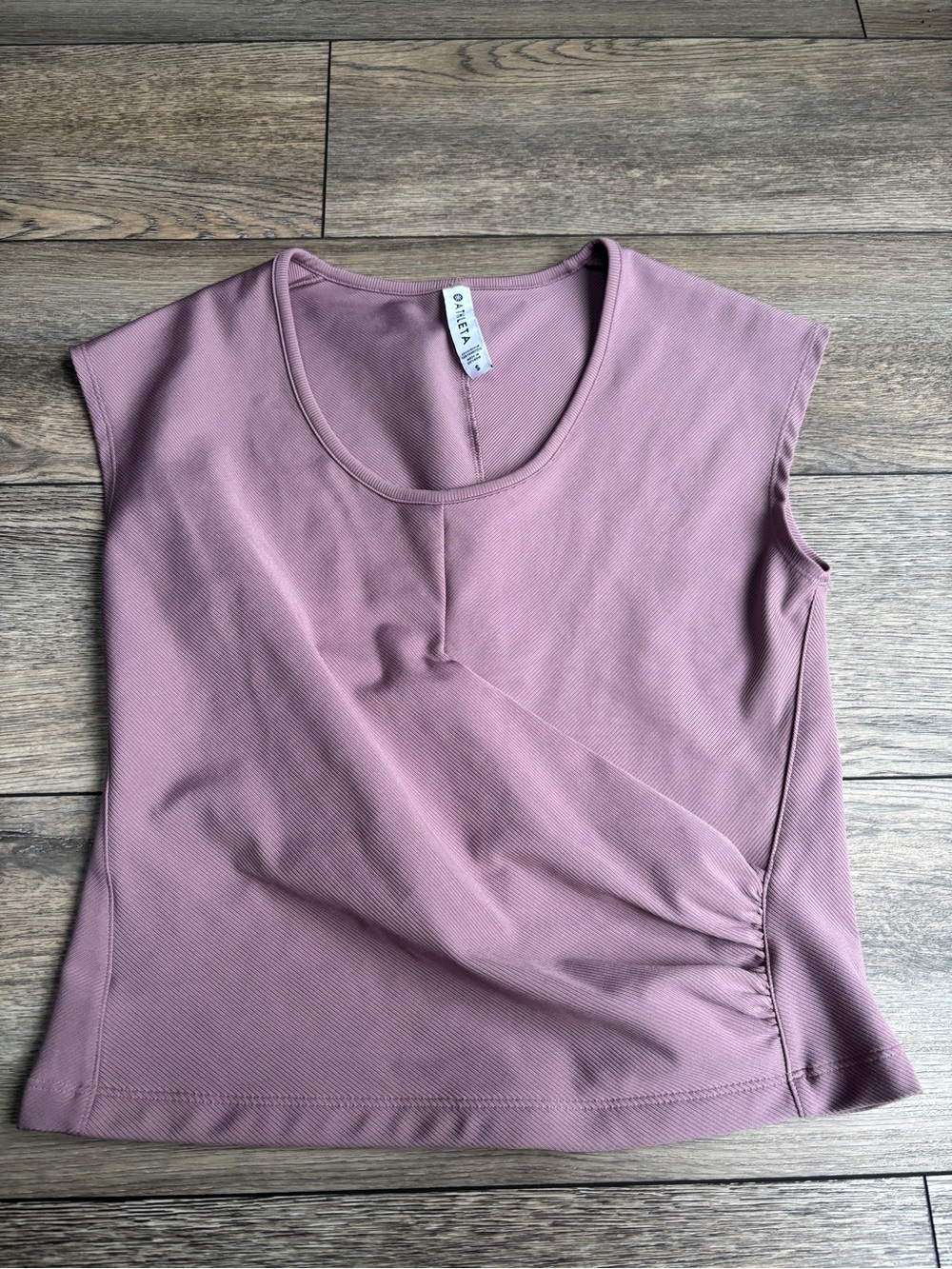 Athleta Bayview Tee Top Cropped Faux Wrap Mauve Sz Small #598819